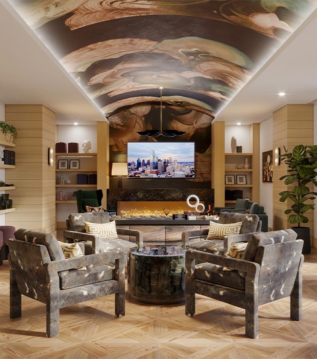 lounge room on wood-style flooring with ample seating