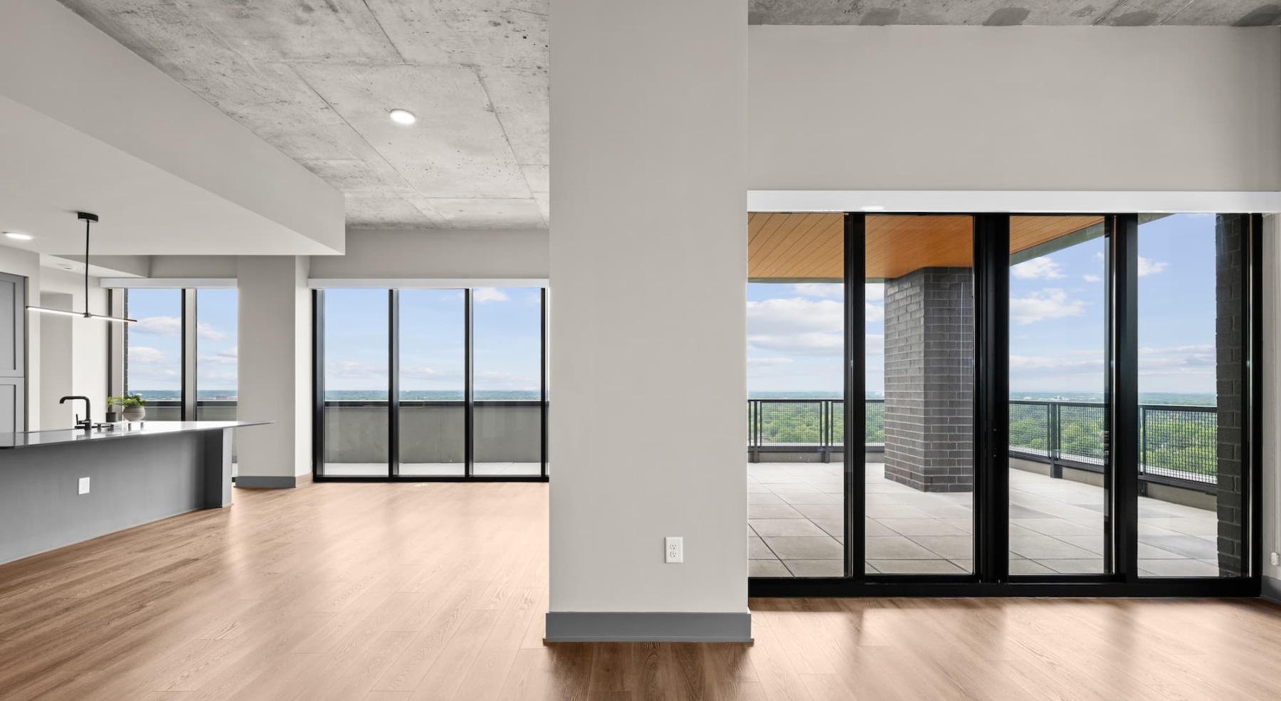 living area with city views