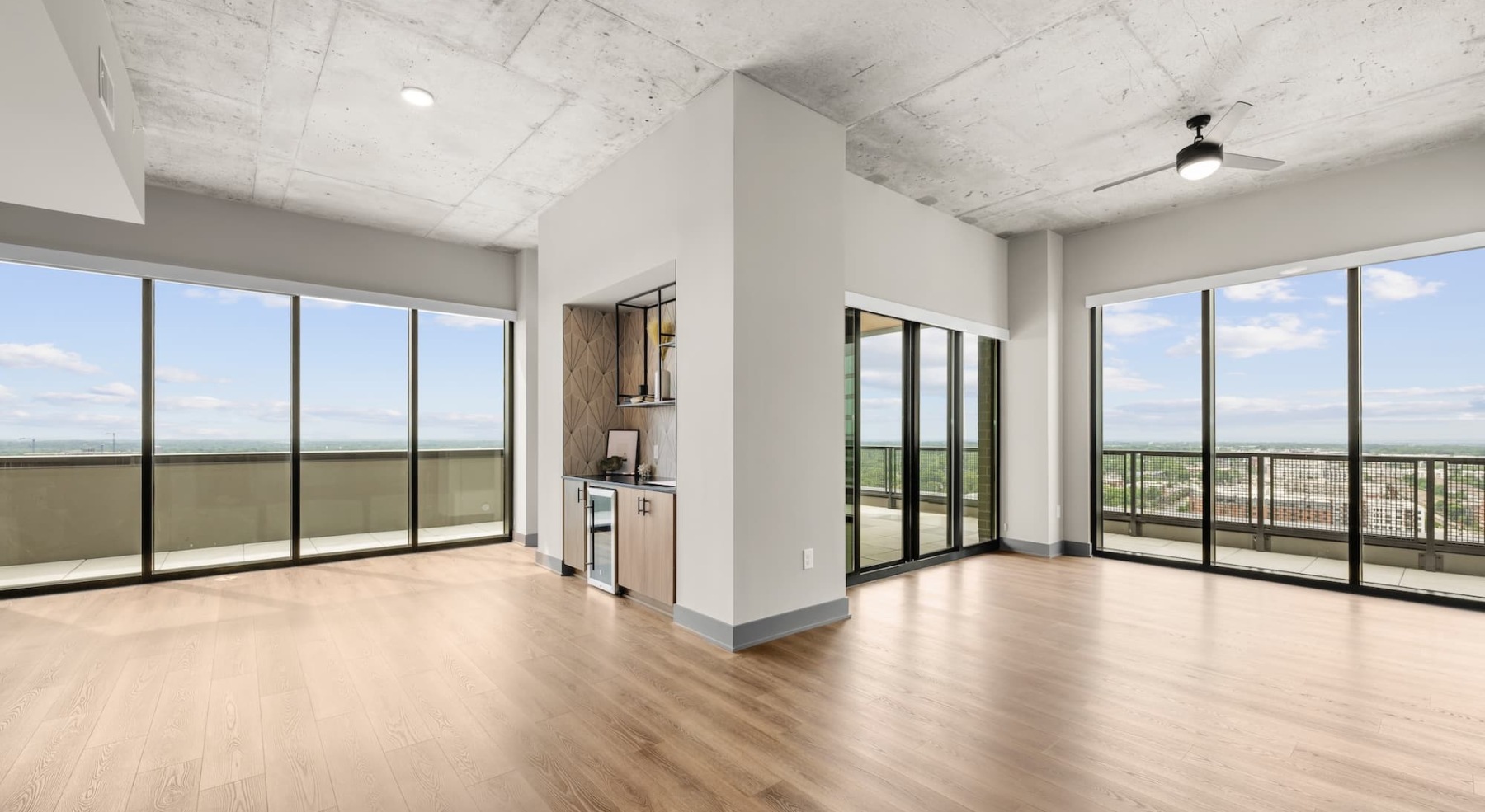 living area with city views