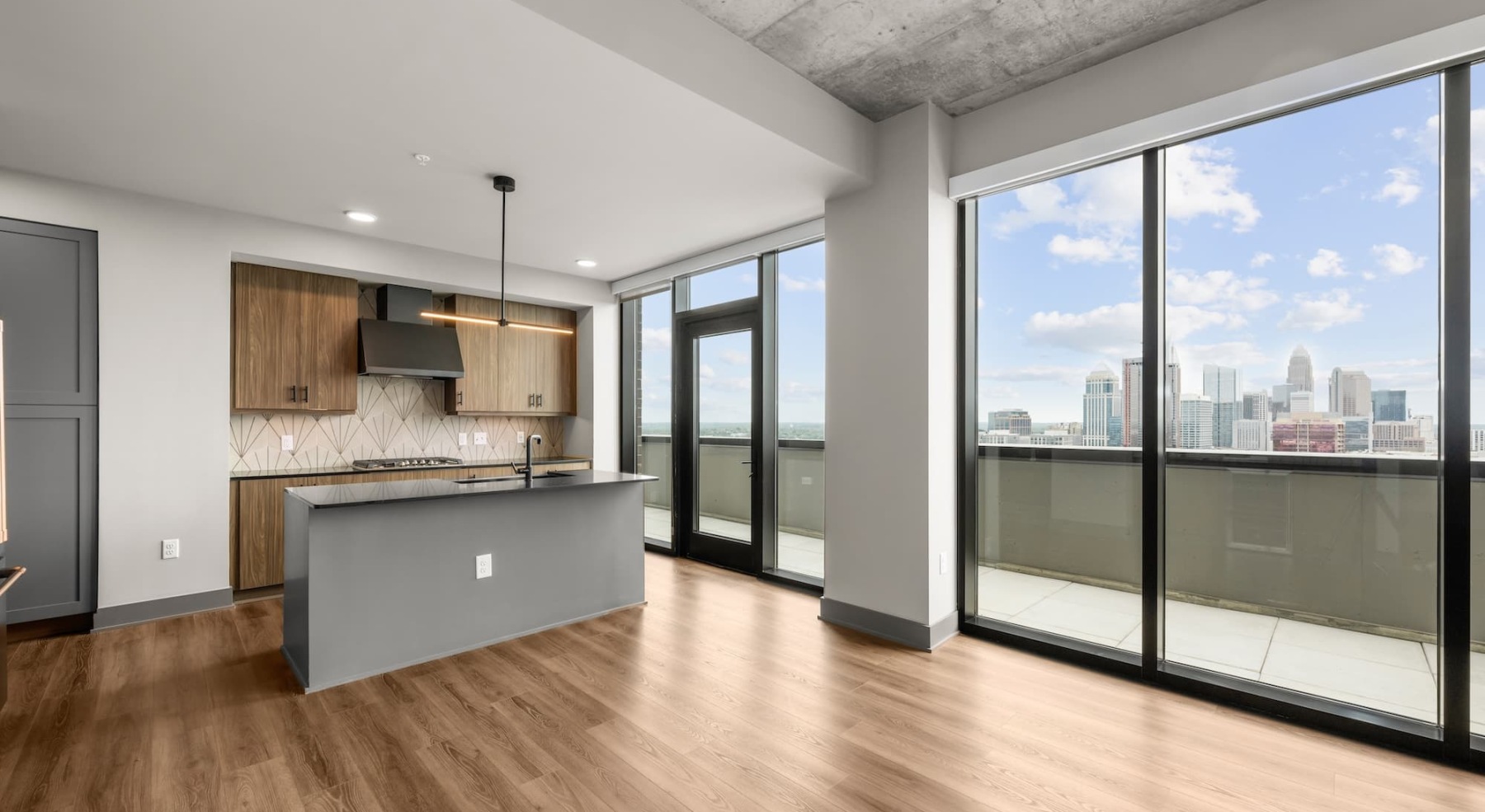 kitchen with easy access to the living area